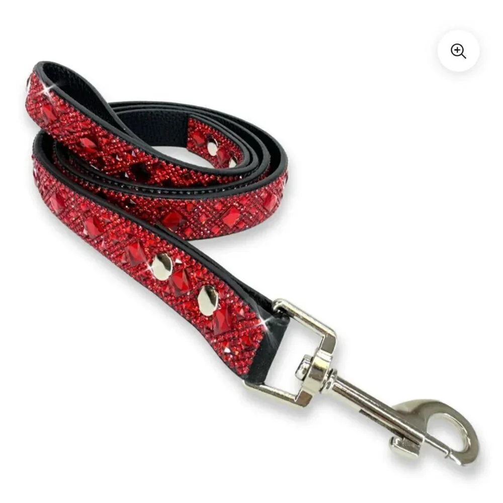 Diamonds in the Ruff Red Sparkle Dog Leash